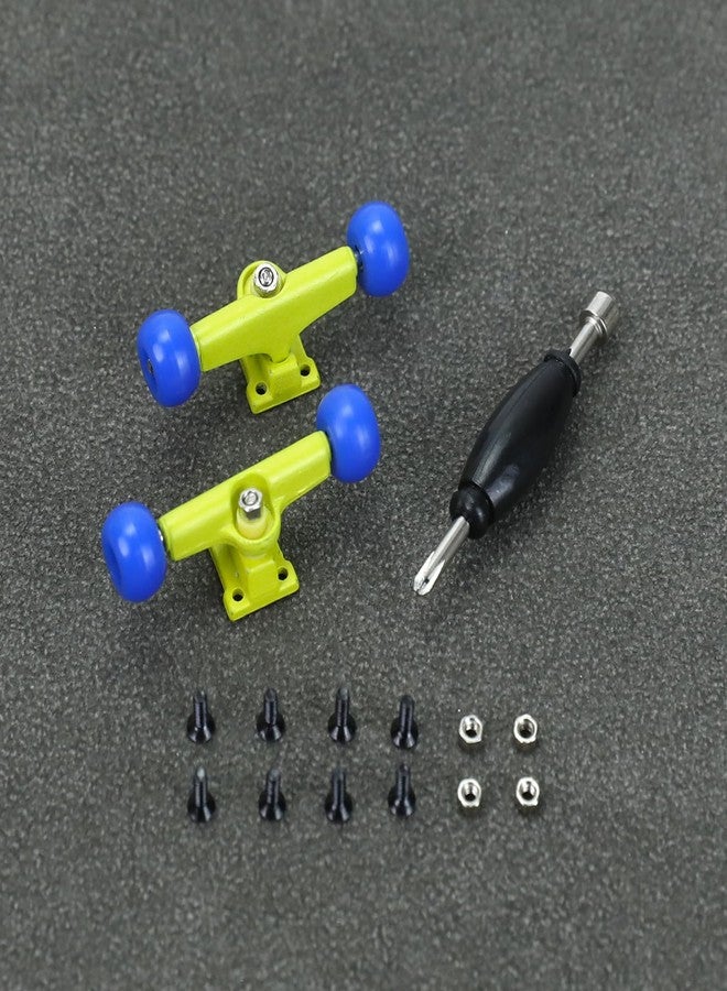 DisplayMore 19PCS Fingerboard Skateboard Bearing Wheels Tool Set, Yellow Trucks & Blue Spherical Fingerboard Bearing Wheels & Nuts & Screw & Screwdriver - Image 4